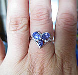 Срібне кільце з натуральними танзанітами "Любов" розмір 17,4, фото 5
