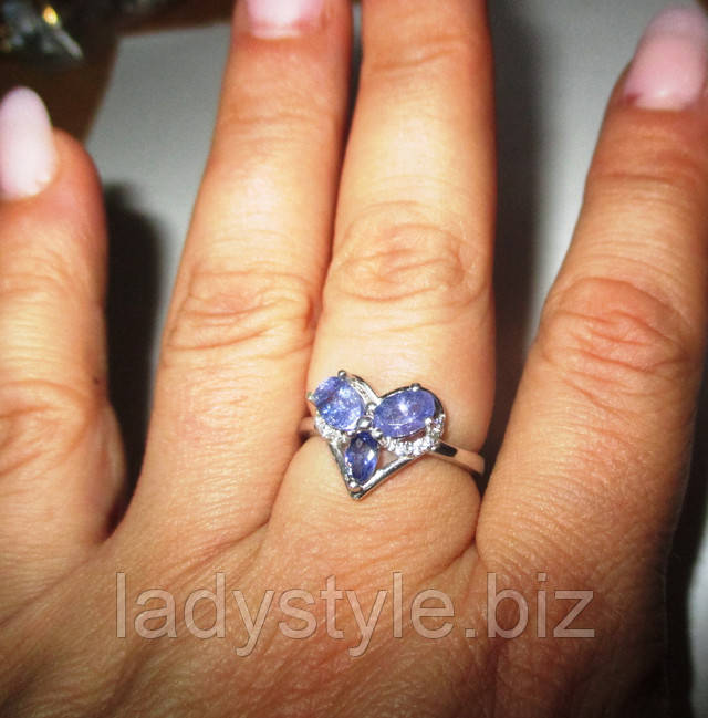 Элегантное кольцо с натуральными танзанитами от студии LadyStyle.Biz купить серьги с танзанитами украшения танзанит леди стиль