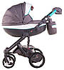 Коляска 2 в 1 Adamex Monte Deluxe Carbon D2 сірий льон - біла шкіра -бірюзовий кант (бірюзова ручка), фото 2