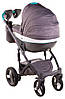 Коляска 2 в 1 Adamex Monte Deluxe Carbon D2 сірий льон - біла шкіра -бірюзовий кант (бірюзова ручка), фото 3