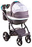 Коляска 2 в 1 Adamex Monte Deluxe Carbon D2 сірий льон - біла шкіра -бірюзовий кант (бірюзова ручка), фото 4