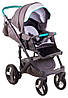 Коляска 2 в 1 Adamex Monte Deluxe Carbon D2 сірий льон - біла шкіра -бірюзовий кант (бірюзова ручка), фото 5