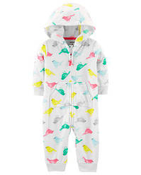 Теплий флісовий дитячий комбінезон з капюшоном Райські птахи Bird Fleece Hooded Jumpsuit 9М (67-72 см, 7.4-9.2 кг)