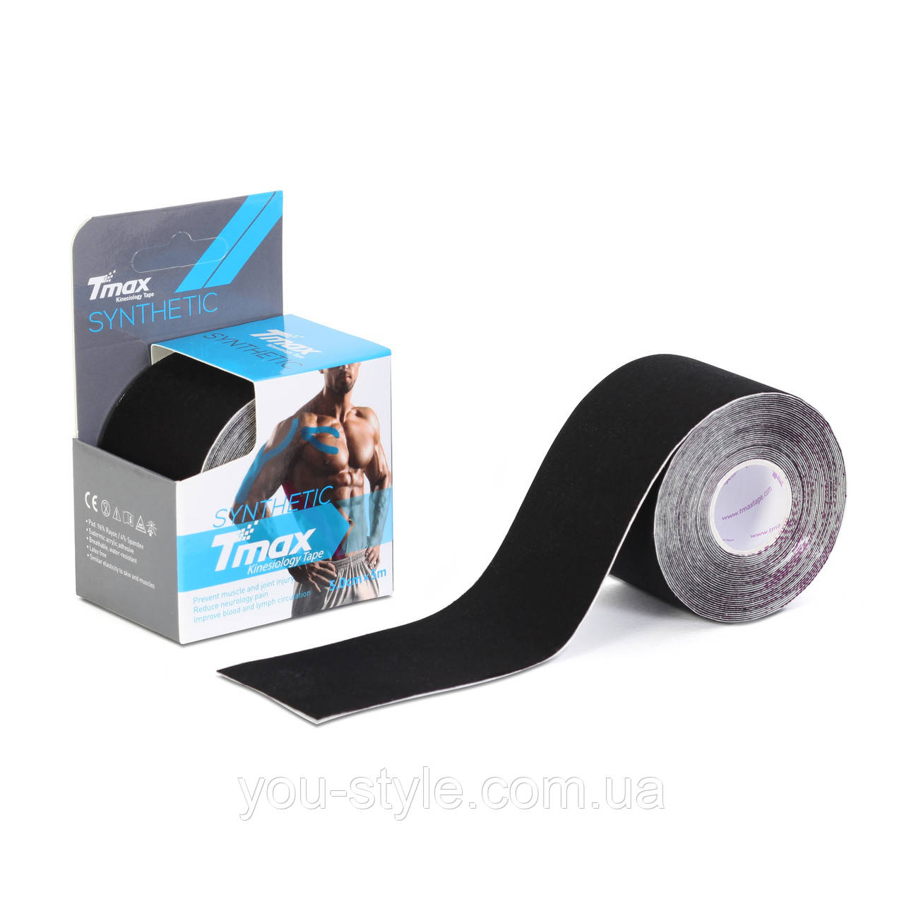 Кинезио тейп Tmax Tape 5см х 5м Синтетика Чорний