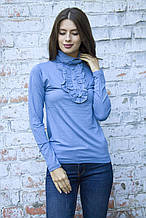Водолазка з жабо (сіро-блакитний)