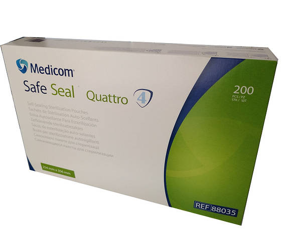 Самоклеючі пакети для стерилізації Safe-Seal Quattro 254*356 (200шт, фото 1