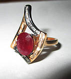 Срібний персень позолочений із рубінами "Ромб", розмір 17, фото 5