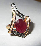 Срібний персень позолочений із рубінами "Ромб", розмір 17, фото 2