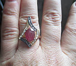Срібний персень позолочений із рубінами "Ромб", розмір 17, фото 8