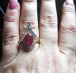 Срібний персень позолочений із рубінами "Ромб", розмір 17, фото 3