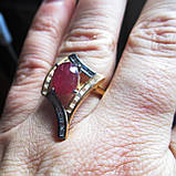 Срібний персень позолочений із рубінами "Ромб", розмір 17, фото 7