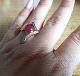 Срібний персень позолочений із рубінами "Ромб", розмір 17, фото 6