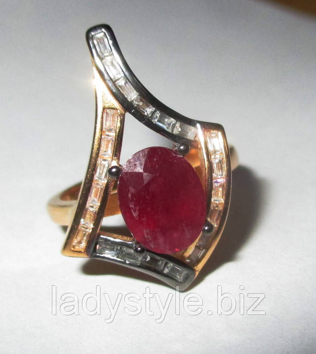 Кольцо с рубинами "Ромб" от студии Леди Стиль украшения серебряные серьги рубин сапфир зодиак купить украшения