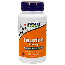 Таурин 500 мг 100 капс для серця судин печінки детоксикація Now Foods США