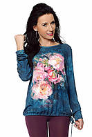 Женская трикотажная блуза с цветочным принтом Kisaja Top-Bis.