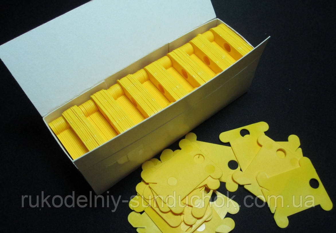 Бобіни (шпулі) для муліне пластикові жовті (10шт), фото 1