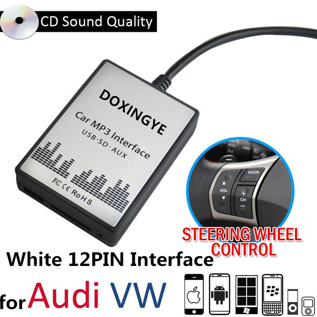 USB AUX адаптер Audi / Skoda / VW / Seat 12 pin MP3 емулятор CD чейнджера