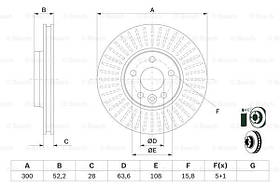 Гальмівний диск передній Volvo S80 V70 (2007-) Bosch 0986479974