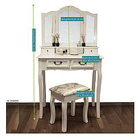 Туалетний столик Emma з табуретом і дзеркалами