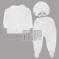 Крестильный костюмчик р. 62 (комплект на крещение) для девочки нарядный ткань ВЕЛЮР 4300 Белый