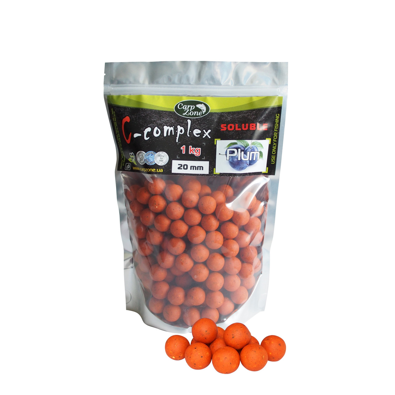 Бойли прикормочні розчинні пилячі Слива Boilies C-Complex Soluble Plum 16mm 1kg, фото 1