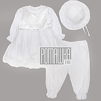 Крестильный костюмчик р. 62 (комплект на крещение) для девочки нарядный ткань ВЕЛЮР 4301 Белый