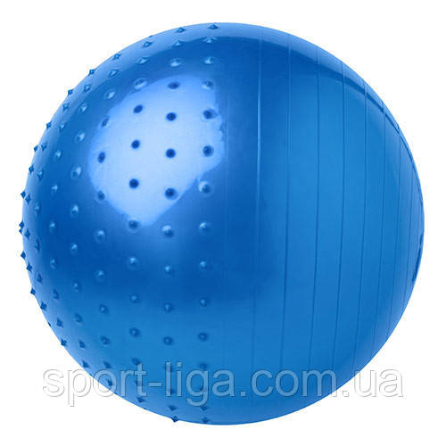 Фітбол 75 см + насос | М'яч для фітнесу напівмасажний до 120 кг синій