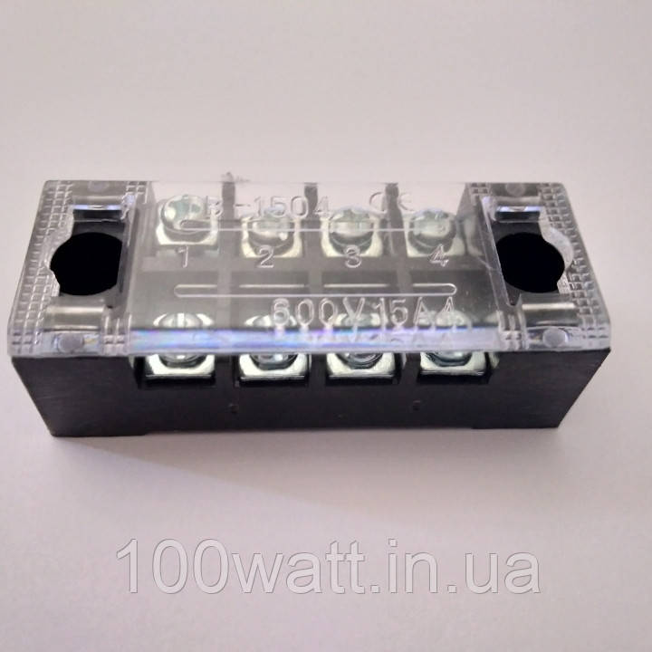 Клема карболитовая з кришкою в корпусі 4х15А 600v GAV 804