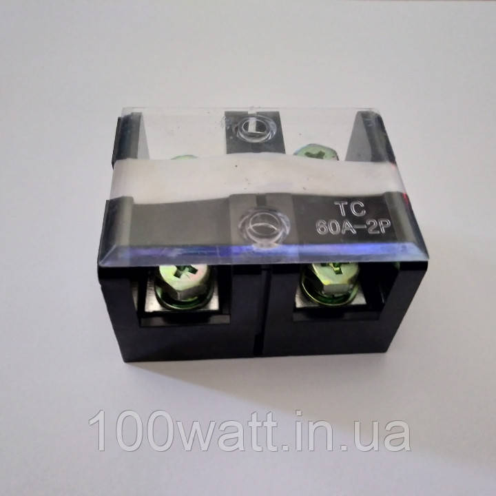 Клемма карболітова з кришкою в корпусі TC 60A-2P 60a 600v GAV 874