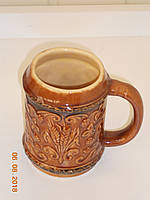 Керамічна пивний кухоль з ліпленням майоліка ручна робота НДР