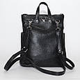 Рюкзак трансформер шкіряна модель 05 чорний флотар, фото 4