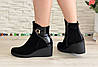 Черевики жіночі на танкетці, натуральна замша і лак, фото 4