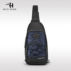 Міська сумка-рюкзак з одного лямкою через плече і отвором для навушників Arctic Hunter XB00015, 4л Синій/камуфляж