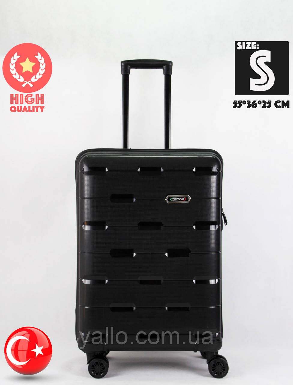 Валіза Турецький Ударостійкий з ВИСОКОЯКОСТІЧОЇ Поліпропілену. GEDOX 28 BLACK, фото 1