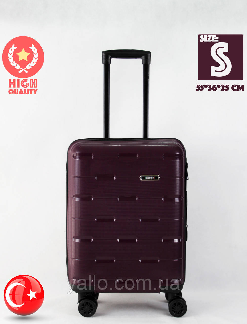 Валіза Турецький Ударостійкий з ВИСОКОЯКОСТІЧОЇ Поліпропілену. GEDOX 28 PURBLE, фото 1