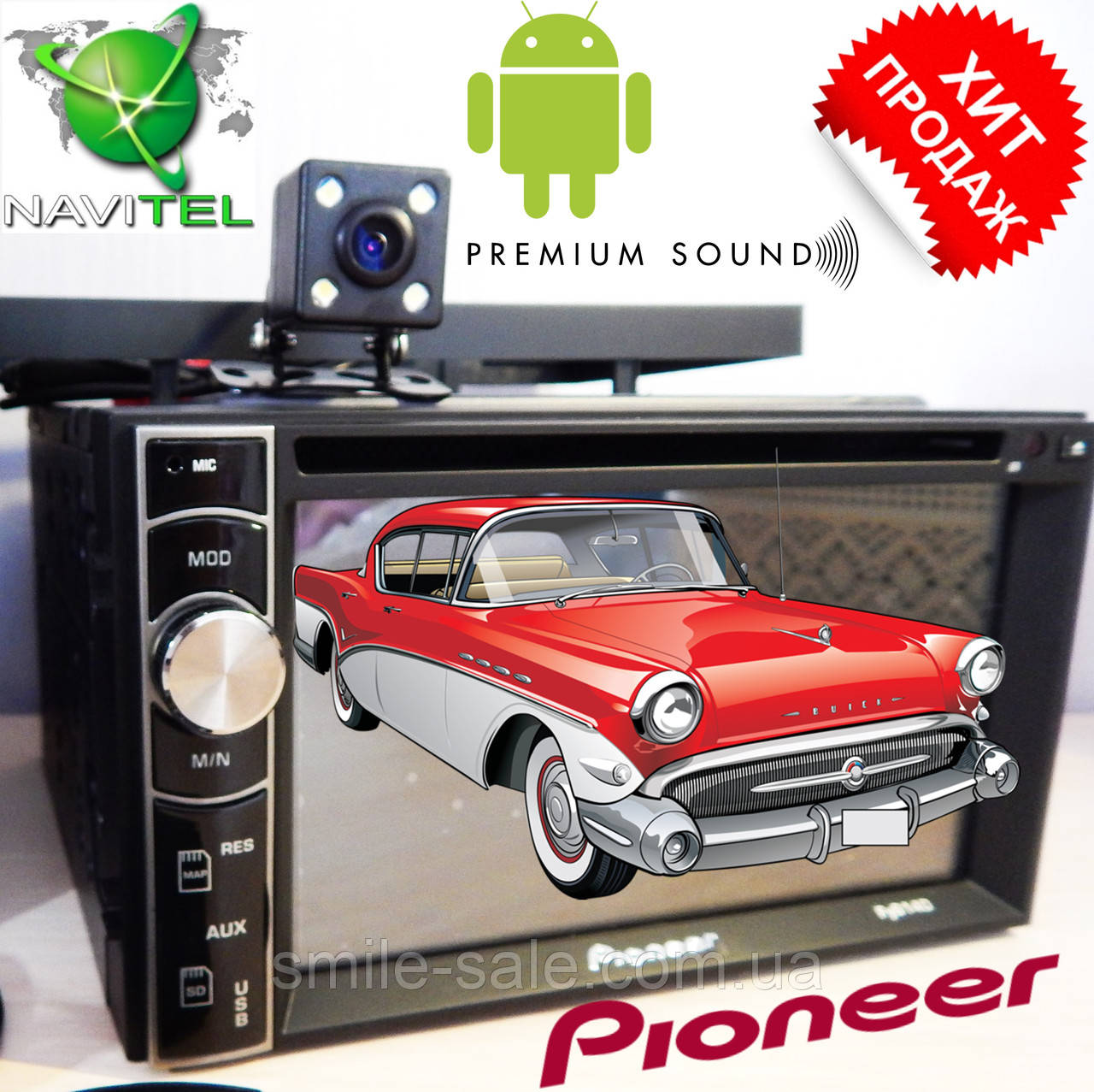 2din Автомагнітола Pioneer FY6140B DVD,GPS, Wi-Fi + Android 6 + КАМЕРА