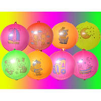 Повітряні кульки Панч - Болл асорті неон шовкографія 18" (45 см)