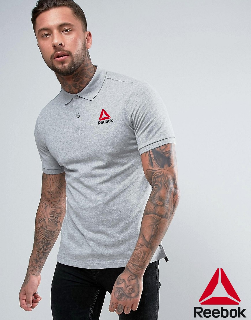 Футболка Поло Reebok | Сіра теніска Рібок