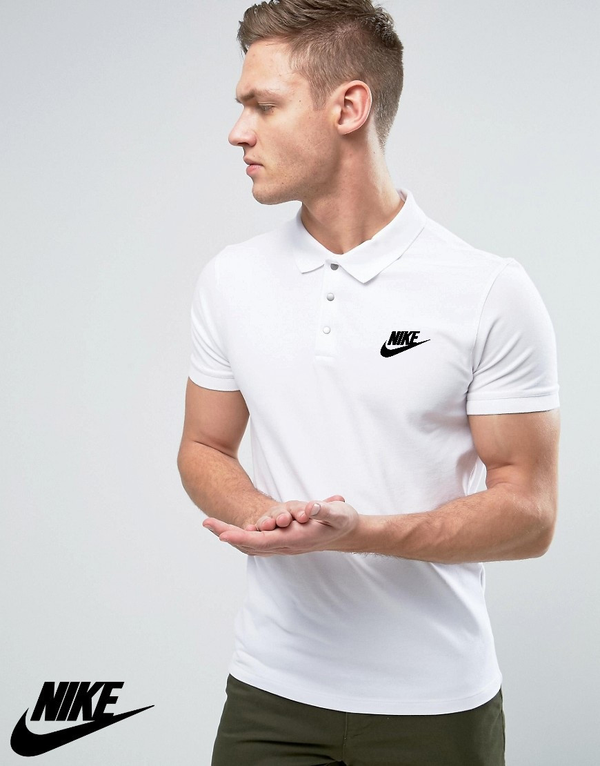 Футболка Поло Nike | Белая тенниска Найк - фото 1 - id-p750907343