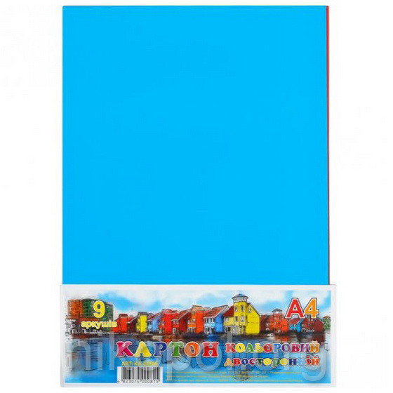Кольоровий картон для аплікацій 9 аркушів А4