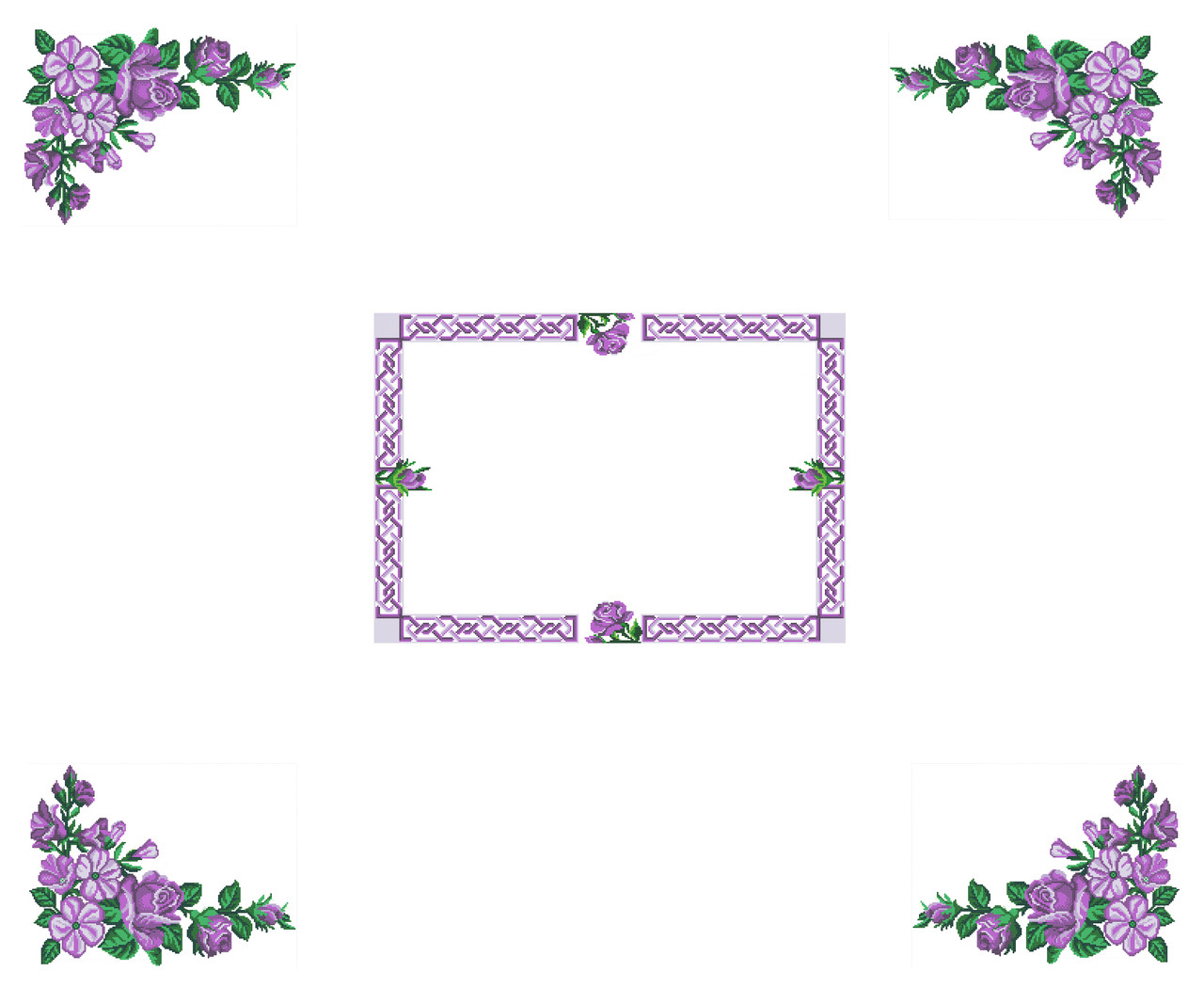 Схема для вышивки бисером Скатерть Фиолетовые цветы