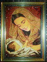Картина з бурштину "Ікона-Діва Марія