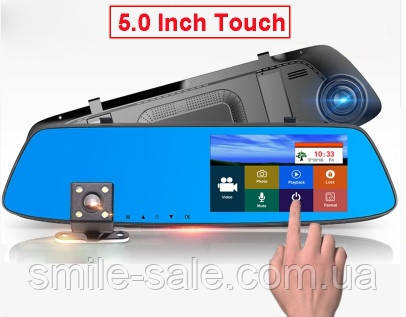 Відеореєстратор дзеркало DVR L1001 5" Сенсор на 2 камери!