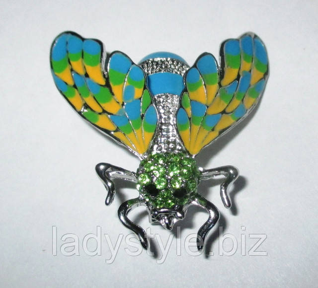Шикарная брошь с фианитами и эмалью от студии ladystyle.biz купить украшения с фианитами серьги пусеты подарок женщине пирсинг