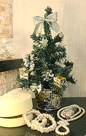 Ялинка штучна прикрашена 30 см срібло 0304 S