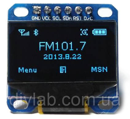 LCD OLED 0.96'' 128x64 SPI Дисплей (синій)