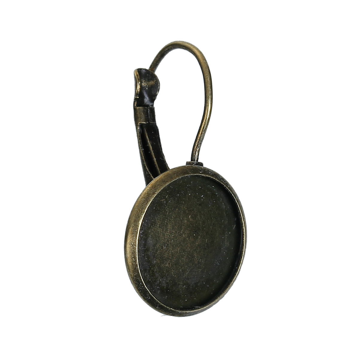 Швензи з замком, Круглі, Мідь, Антична бронза, Основа для кабошона (14 мм), 29 мм x 16 мм, Ціна за 1 шт., фото 1