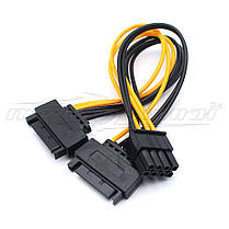 Перехідник кабель живлення для відеокарт 8 pin to 2x SATA живлення, фото 3