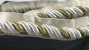 Шнур канат ушивний колір білий золотом 10 мм 