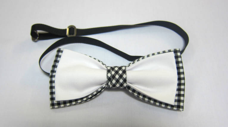 Краватка метелик Atteks подвійна чорно-біла у клітинку - 1237, фото 1